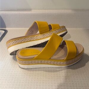 Preston & York Mustard Yellow Platform Slide Sandals